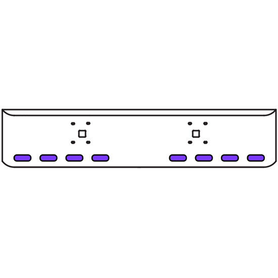 22 Inch Chrome Texas Rolled End Bumper Kit With Tow Holes And 8 Oval Amber-Purple Dual Revolution Lights With Visors For International 9900 Ix 2000 Thru 2011