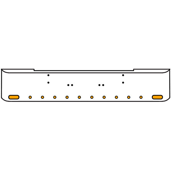 18 Inch 7 Gauge Chrome Texas Rolled End Bumper With Bolt Holes, 2 Ovals-10 Round 2 Inch Amber-Clear Chrome Lights Without Visor For Kenworth W900A 1967 Thru 1981