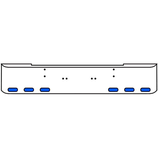 18 Inch 7 Gauge Chrome Texas Rolled End Bumper With Bolt Holes, 6 Oval Amber-Blue Dual Revolution Lights Without Visor For Kenworth W900A 1967 Thru 1981