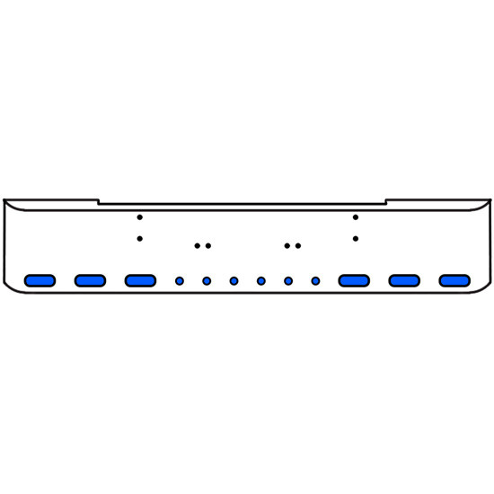 18 Inch 7 Gauge Chrome Texas Rolled End Bumper With Bolt Holes, 6 Ovals-6 Round 2 Inch Amber-Blue Dual Revolution Lights Without Visor For Kenworth W900A 1967 Thru 1981