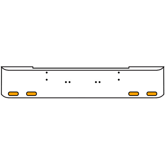 18 Inch 7 Gauge Chrome Texas Rolled End Bumper With Bolt Holes, 4 Oval Amber-Clear Mirage Lights With Visor For Kenworth W900A 1967 Thru 1981