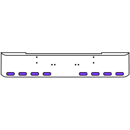18 Inch 7 Gauge Chrome Texas Rolled End Bumper With Bolt Holes, 8 Oval Amber-Purple Dual Revolution Lights With Visor For Kenworth W900A 1967 Thru 1981