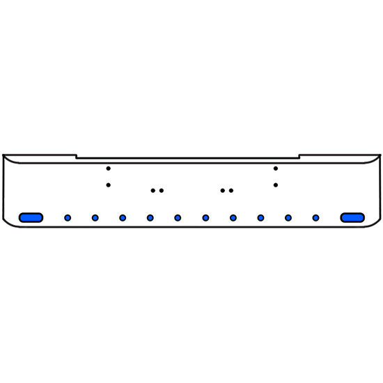 20 Inch 10 Gauge Chrome Texas Rolled End Bumper With Bolt Holes, 2 Ovals-10 Round 2 Inch Amber-Blue Dual Revolution Lights With Visor For Kenworth W900A 1967-1981