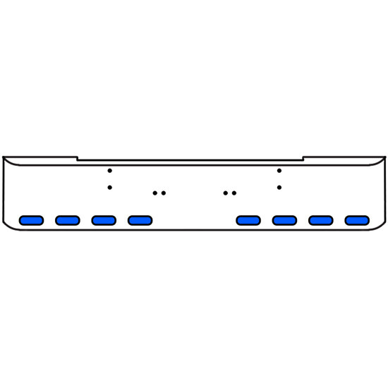 20 Inch 10 Gauge Chrome Texas Rolled End Bumper With Bolt Holes, 8 Oval Amber-Blue Dual Revolution Lights With Visor For Kenworth W900A 1967-1981