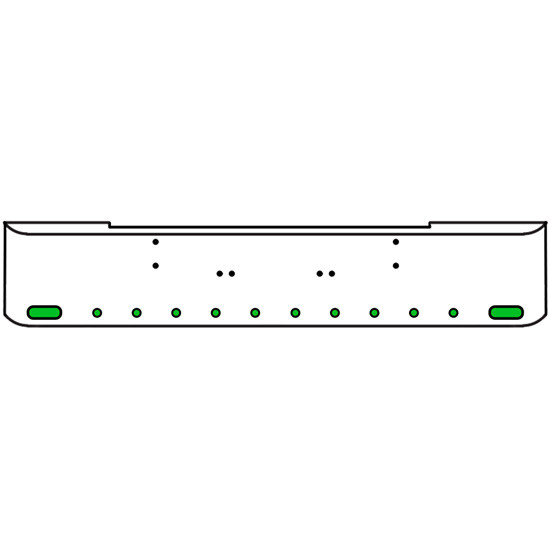 20 Inch 10 Gauge Chrome Texas Rolled End Bumper With Bolt Holes, 2 Ovals-10 Round 2 Inch Amber-Green Dual Revolution Lights With Visor For Kenworth W900A 1967-1981