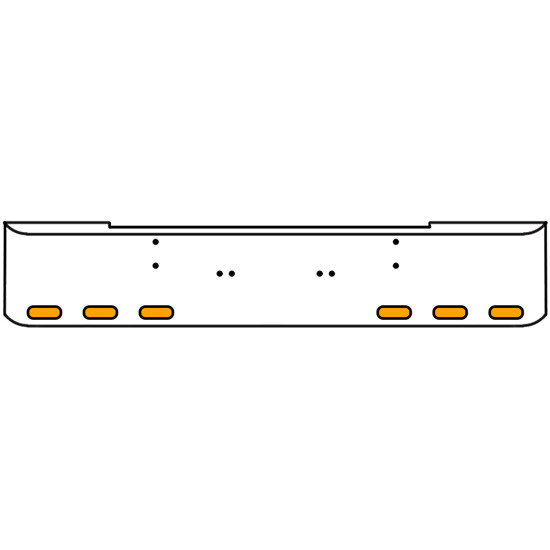 20 Inch 10 Gauge Chrome Texas Rolled End Bumper With Bolt Holes, 6 Oval Amber-Clear Chrome Lights Without Visor For Kenworth W900A 1967-1981