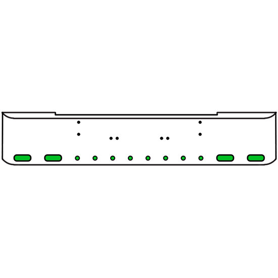 20 Inch 10 Gauge Chrome Texas Rolled End Bumper With Bolt Holes, 4 Ovals-8 Round 2 Inch Amber-Green Dual Revolution Lights Without Visor For Kenworth W900A 1967-1981
