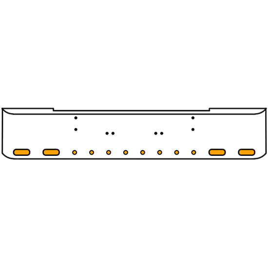 20 Inch 10 Gauge Chrome Texas Rolled End Bumper With Bolt Holes, 4 Ovals-8 Round 2 Inch Amber-Amber Mirage Lights With Visor For Kenworth W900A 1967-1981
