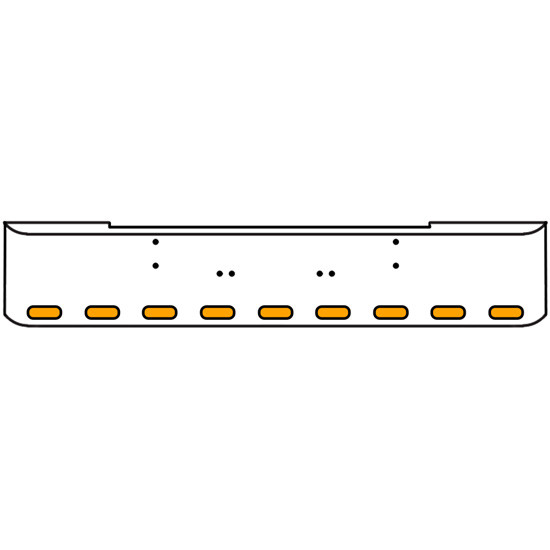 20 Inch 10 Gauge Chrome Texas Rolled End Bumper With Bolt Holes, 9 Oval Amber-Amber Pearl Lights Without Visor For Kenworth W900A 1967-1981