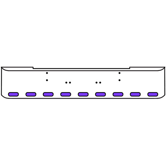 20 Inch 10 Gauge Chrome Texas Rolled End Bumper With Bolt Holes, 9 Oval Amber-Purple Dual Revolution Lights With Visor For Kenworth W900A 1967-1981