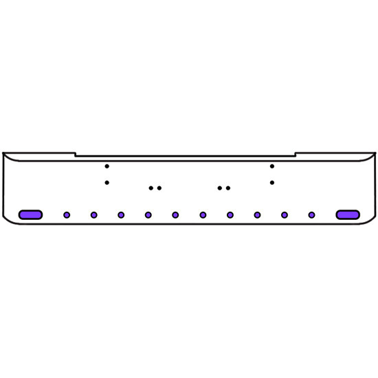 22 Inch 10 Gauge Chrome Texas Rolled End Bumper With Bolt Holes, 2 Ovals-10 Round 2 Inch Amber-Purple Dual Revolution Lights Without Visor For Kenworth W900A 1967 Thru 1981