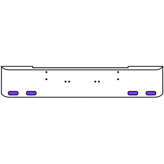 22 Inch 10 Gauge Chrome Texas Rolled End Bumper With Bolt Holes, 4 Oval Amber-Purple Dual Revolution Lights Without Visor For Kenworth W900A 1967 Thru 1981