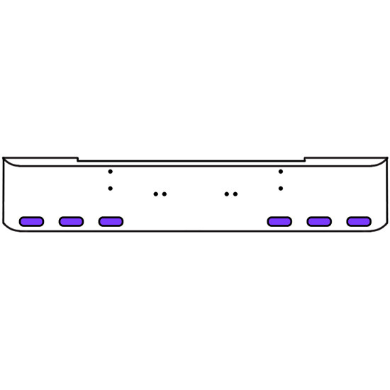22 Inch 10 Gauge Chrome Texas Rolled End Bumper With Bolt Holes, 6 Oval Amber-Purple Dual Revolution Lights With Visor For Kenworth W900A 1967 Thru 1981