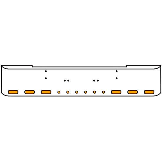 22 Inch 10 Gauge Chrome Texas Rolled End Bumper With Bolt Holes, 6 Ovals-6 Round 2 Inch Amber-Clear Chrome Lights Without Visor For Kenworth W900A 1967 Thru 1981