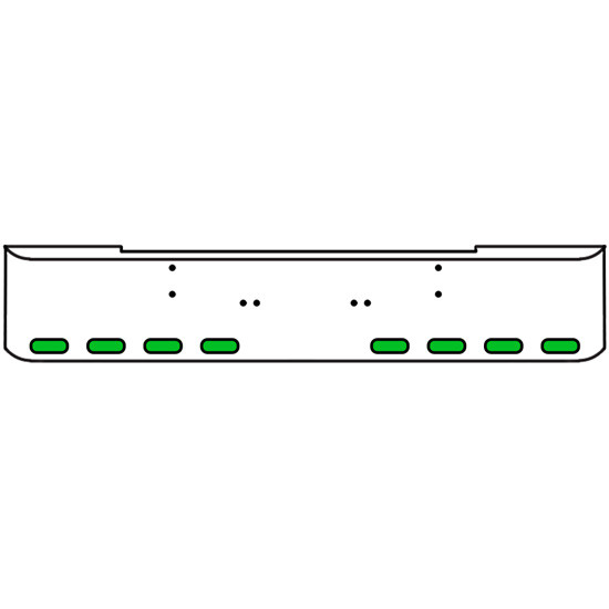 22 Inch 10 Gauge Chrome Texas Rolled End Bumper With Bolt Holes, 8 Oval Amber-Green Dual Revolution Lights With Visor For Kenworth W900A 1967 Thru 1981