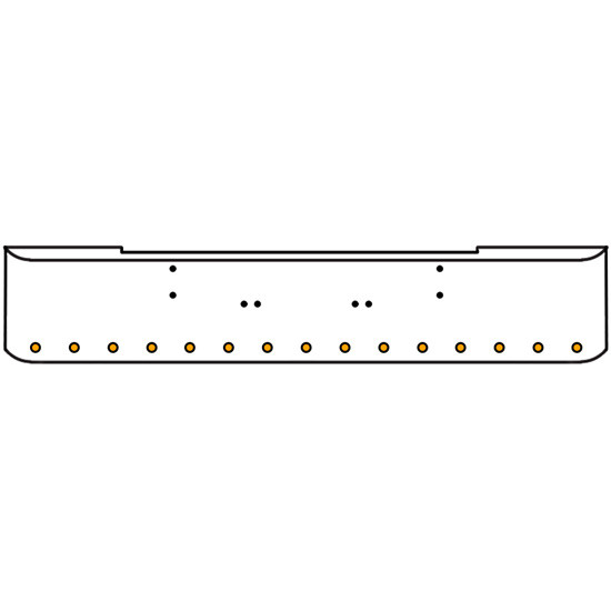 22 Inch 7 Gauge Chrome Texas Rolled End Bumper With Bolt Holes, 15 Round 2 Inch Amber-Clear Mirage Lights Without Visor For Kenworth W900A 1967 Thru 1981