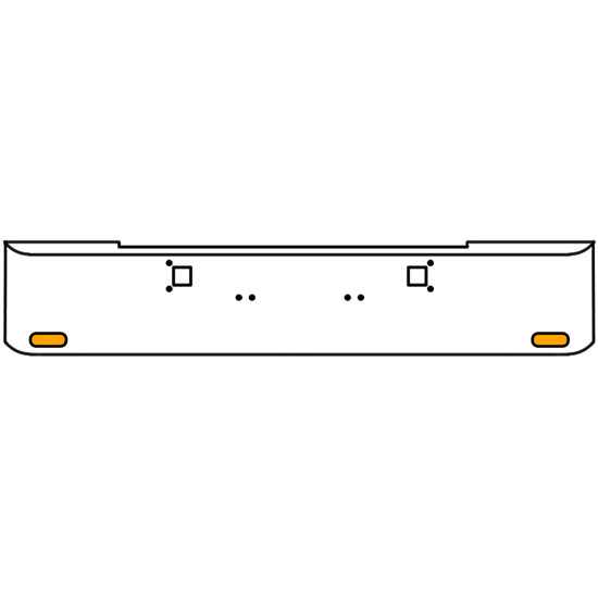 18 Inch 7 Gauge Chrome Texas Rolled End Bumper With Tow Holes, 2 Oval Amber-Clear Chrome Lights With Visor For Kenworth W900A 1967 Thru 1981
