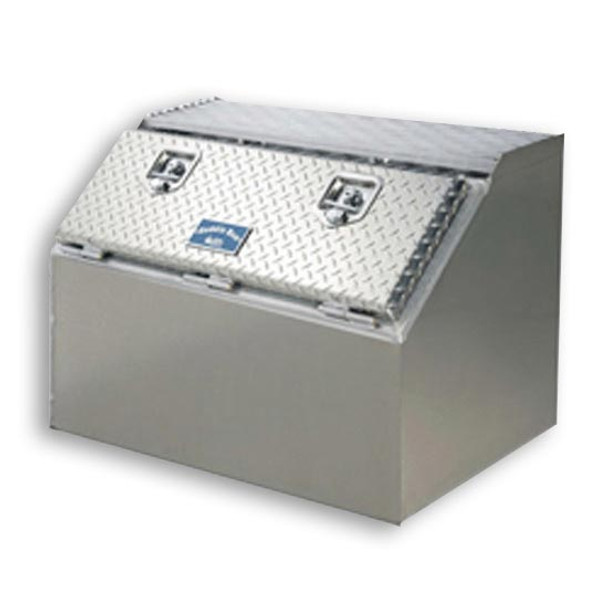 Merritt 36 X 22 X 21 Inch Smooth Aluminum Saddle Box W/ Diamond Plate Door