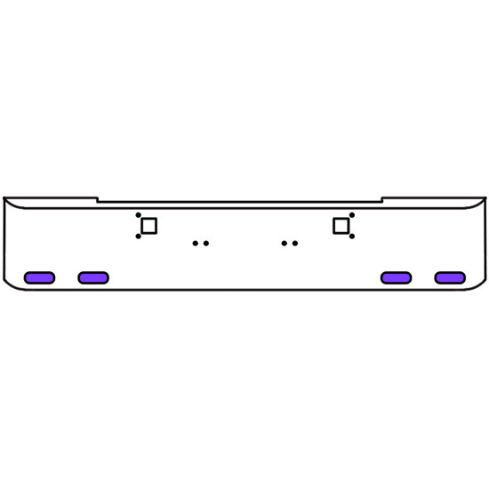 18 Inch 7 Gauge Chrome Texas Rolled End Bumper With Tow Holes, 4 Oval Amber-Purple Dual Revolution Lights With Visor For Kenworth W900A 1967 Thru 1981