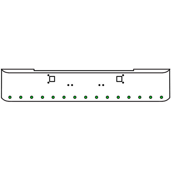 18 Inch 7 Gauge Chrome Texas Rolled End Bumper With Tow Holes, 15 Round 2 Inch Amber-Green Dual Revolution Lights With Visor For Kenworth W900A 1967 Thru 1981