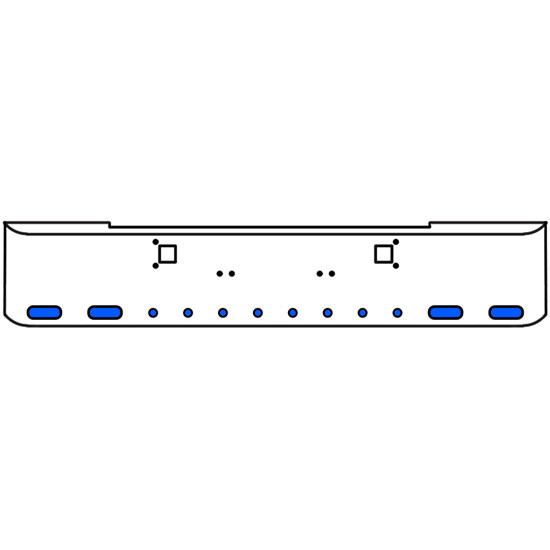 20 Inch 10 Gauge Chrome Texas Rolled End Bumper With Tow Holes, 4 Ovals-8 Round 2 Inch Amber-Blue Dual Revolution Lights With Visor For Kenworth W900A 1967-1981