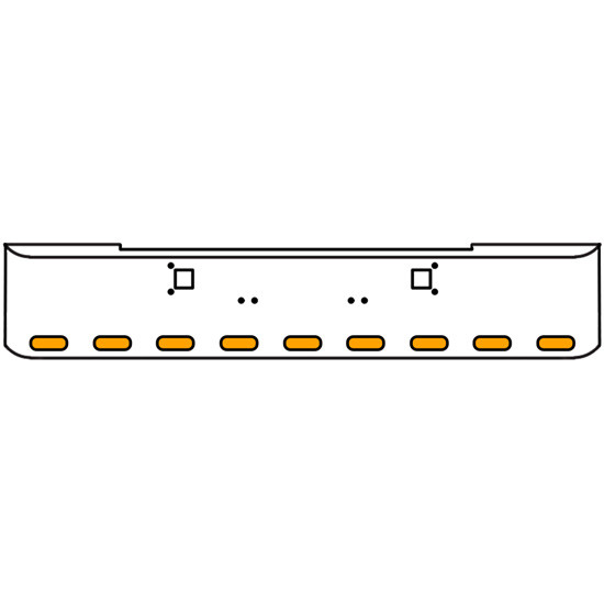 20 Inch 10 Gauge Chrome Texas Rolled End Bumper With Tow Holes, 9 Oval Amber-Amber Mirage Lights Without Visor For Kenworth W900A 1967-1981