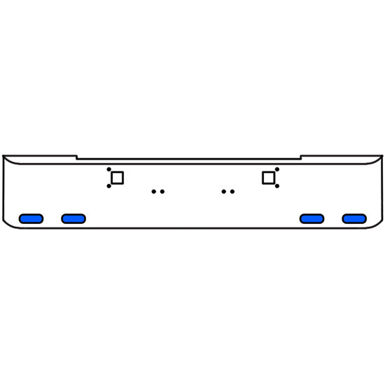 22 Inch 10 Gauge Chrome Texas Rolled End Bumper With Tow Holes, 4 Oval Amber-Blue Dual Revolution Lights Without Visor For Kenworth W900A 1967 Thru 1981