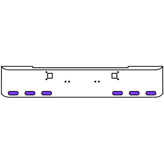 22 Inch 10 Gauge Chrome Texas Rolled End Bumper With Tow Holes, 6 Oval Amber-Purple Dual Revolution Lights Without Visor For Kenworth W900A 1967 Thru 1981