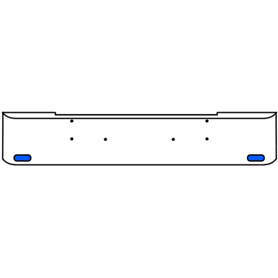 18 Inch Chrome Texas Rolled End Bumper Kit With Bolt Holes And 2 Oval Amber-Blue Dual Revolution Lights With Visors For Kenworth W900B, W900L