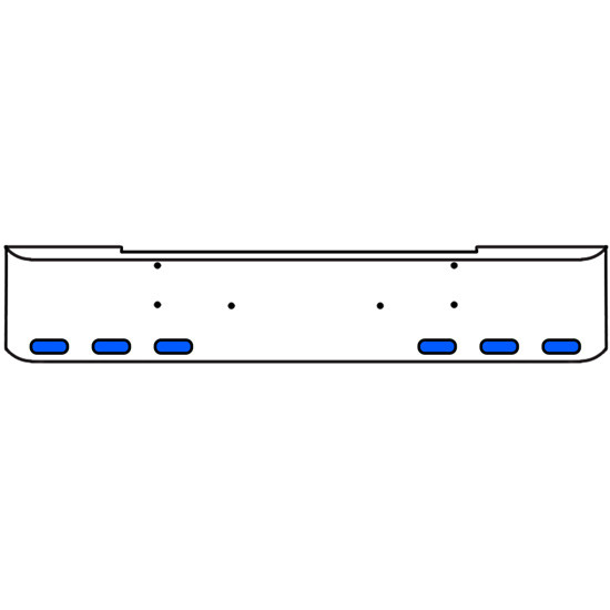 18 Inch Chrome Texas Rolled End Bumper Kit With Bolt Holes And 6 Oval Amber-Blue Dual Revolution Lights With Visors For Kenworth W900B, W900L