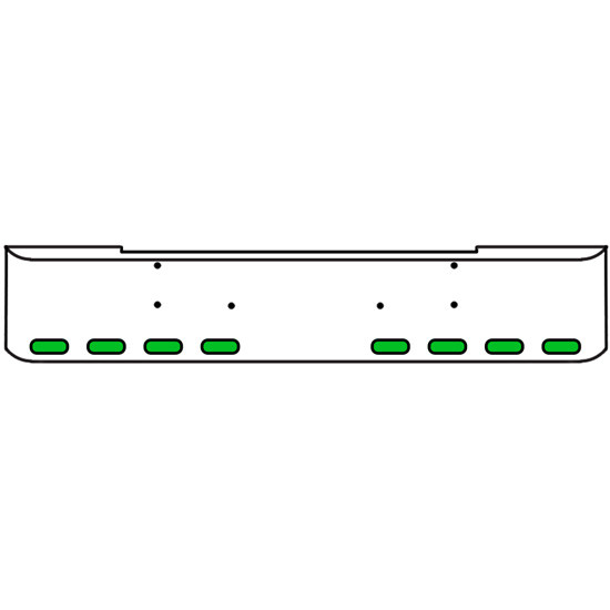 18 Inch Chrome Texas Rolled End Bumper Kit With Bolt Holes And 8 Oval Amber-Green Dual Revolution Lights With Visors For Kenworth W900B, W900L