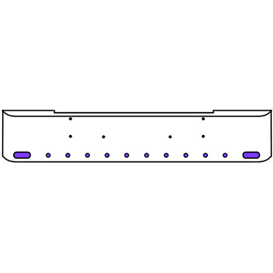 20 Inch Chrome Texas Rolled End Bumper Kit With Bolt Holes And 2 Oval-10 Round 2 Inch Amber-Purple Dual Revolution Lights For Kenworth W900B, W900L