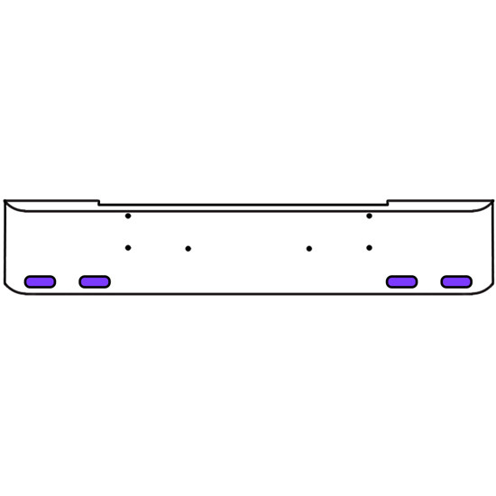 20 Inch Chrome Texas Rolled End Bumper Kit With Bolt Holes And 4 Oval Amber-Purple Dual Revolution Lights With Visors For Kenworth W900B, W900L