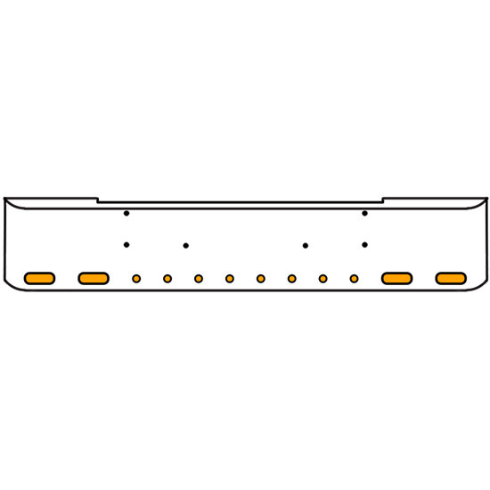 20 Inch Chrome Texas Rolled End Bumper Kit With Bolt Holes And 4 Oval-8 Round 2 Inch Amber Mirage Lights For Kenworth W900B, W900L