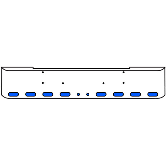 20 Inch Chrome Texas Rolled End Bumper Kit With Bolt Holes And 8 Oval-2 Round 2 Inch Amber-Blue Dual Revolution Lights With Visors For Kenworth W900B, W900L