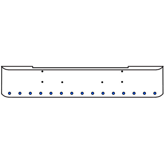 20 Inch Chrome Texas Rolled End Bumper Kit With Bolt Holes And 15 Round 2 Inch Amber-Blue Dual Revolution Lights With Visors For Kenworth W900B, W900L