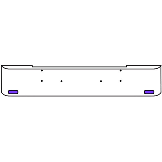 22 Inch Chrome Texas Rolled End Bumper Kit With Bolt Holes And 2 Oval Amber-Purple Dual Revolution Lights With Visors For Kenworth W900B, W900L