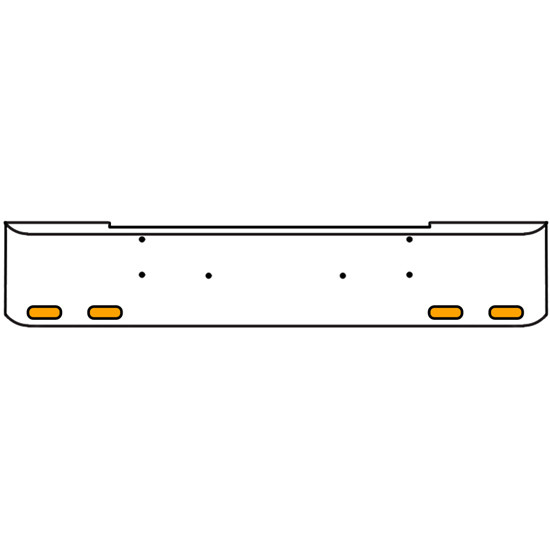22 Inch Chrome Texas Rolled End Bumper Kit With Bolt Holes And 4 Oval Amber Mirage Lights With Visors For Kenworth W900B, W900L