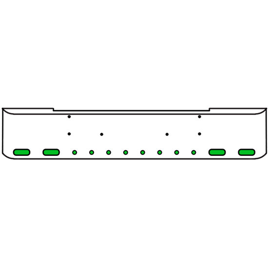 22 Inch Chrome Texas Rolled End Bumper Kit With Bolt Holes And 4 Oval-8 Round 2 Inch Amber-Green Dual Revolution Lights For Kenworth W900B, W900L