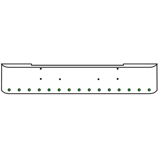 20 Inch Chrome Texas Rolled End Bumper Kit With Bolt Holes And 15 Round 2 Inch Amber-Green Dual Revolution Lights With Visors For Kenworth W900B, W900L