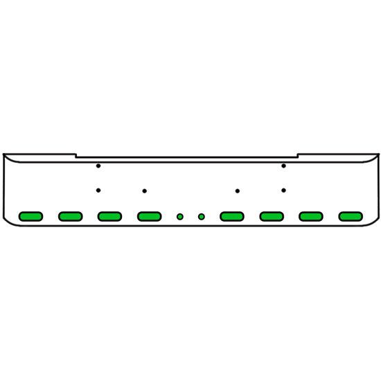 22 Inch Chrome Texas Rolled End Bumper Kit With Bolt Holes And 8 Oval-2 Round 2 Inch Amber-Green Dual Revolution Lights With Visors For Kenworth W900B, W900L