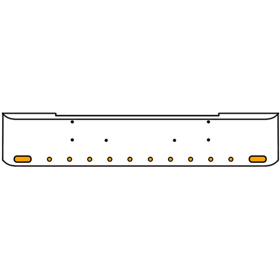 22 Inch Chrome Texas Rolled End Bumper Kit With Bolt Holes And 2 Oval-10 Round 2 Inch Amber-Clear Mirage Lights For Kenworth W900B, W900L