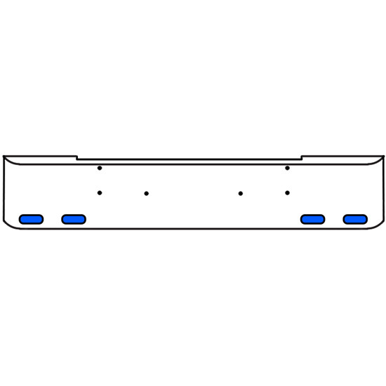 22 Inch Chrome Texas Rolled End Bumper Kit With Bolt Holes And 4 Oval Amber-Blue Dual Revolution Lights With Visors For Kenworth W900B, W900L