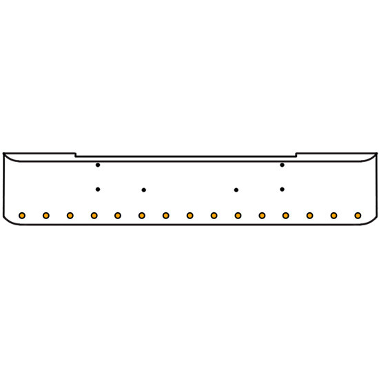 22 Inch Chrome Texas Rolled End Bumper Kit With Bolt Holes And 15 Round 2 Inch Amber-Clear Std Leds Lights For Kenworth W900B, W900L