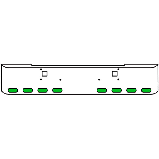 18 Inch Chrome Texas Rolled End Bumper Kit With Tow Holes And 8 Oval Amber-Green Dual Revolution Lights For Kenworth W900B, W900L