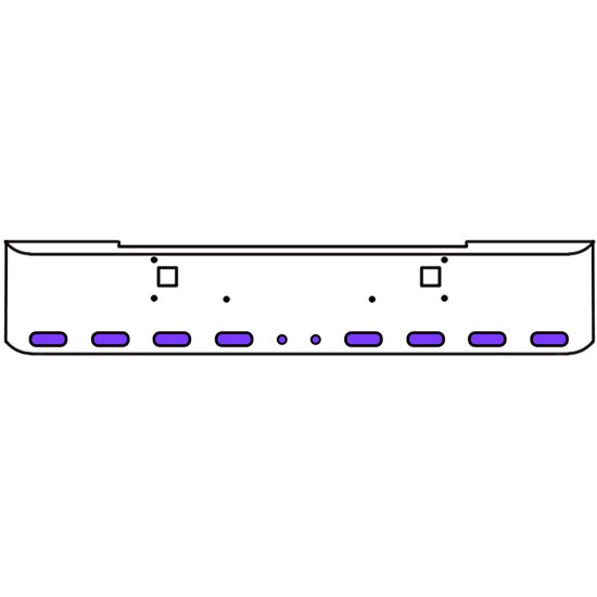 18 Inch Chrome Texas Rolled End Bumper Kit With Tow Holes And 8 Oval-2 Round 2 Inch Amber-Purple Dual Revolution Lights With Visors For Kenworth W900B, W900L