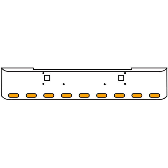 18 Inch Chrome Texas Rolled End Bumper Kit With Tow Holes And 9 Oval Amber-Clear Pearl Lights With Visors For Kenworth W900B, W900L