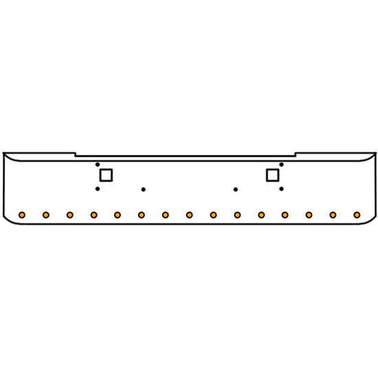 18 Inch Chrome Texas Rolled End Bumper Kit With Tow Holes And 15 Round 2 Inch Amber-Clear 9 Diode Lights With Visors For Kenworth W900B, W900L