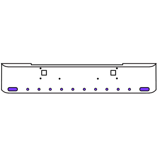 20 Inch Chrome Texas Rolled End Bumper Kit With Tow Holes And 2 Oval-10 Round 2 Inch Amber-Purple Dual Revolution Lights With Visors For Kenworth W900B, W900L