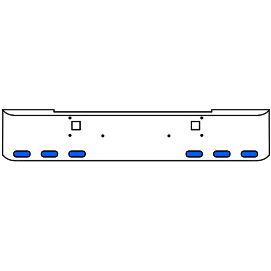 20 Inch Chrome Texas Rolled End Bumper Kit With Tow Holes And 6 Oval Amber-Blue Dual Revolution Lights For Kenworth W900B, W900L